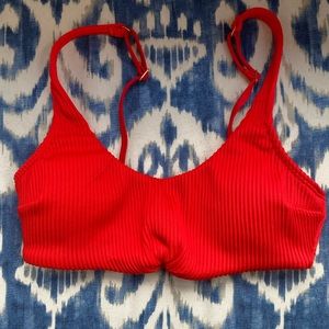 Bright red bikini top